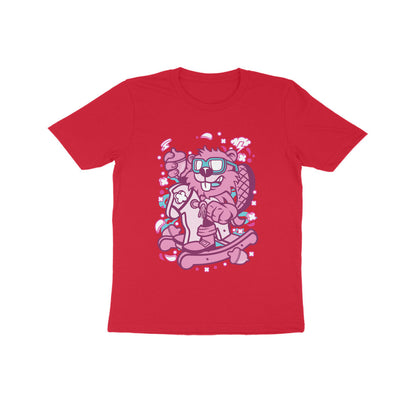 Kids' Half Sleeve Round Neck Tshirt – Pink Beaver Rocking Horse puraidoprints