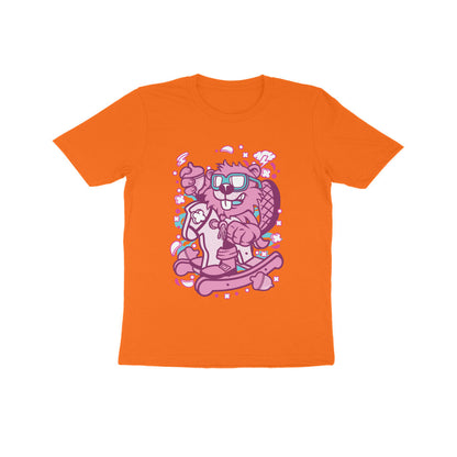 Kids' Half Sleeve Round Neck Tshirt – Pink Beaver Rocking Horse puraidoprints