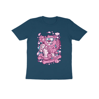 Kids' Half Sleeve Round Neck Tshirt – Pink Beaver Rocking Horse puraidoprints