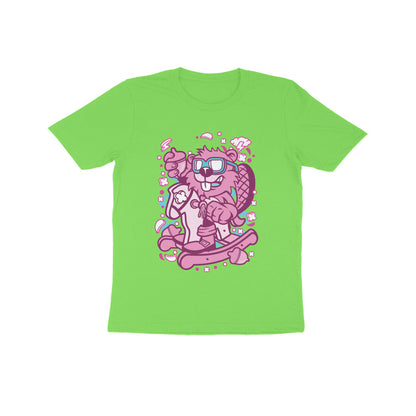 Kids' Half Sleeve Round Neck Tshirt – Pink Beaver Rocking Horse puraidoprints