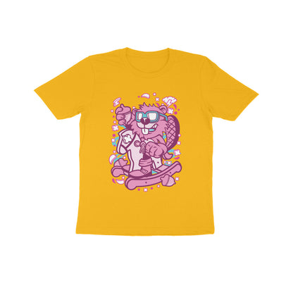 Kids' Half Sleeve Round Neck Tshirt – Pink Beaver Rocking Horse puraidoprints