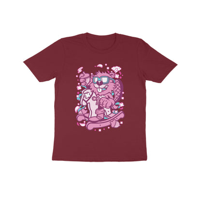 Kids' Half Sleeve Round Neck Tshirt – Pink Beaver Rocking Horse puraidoprints