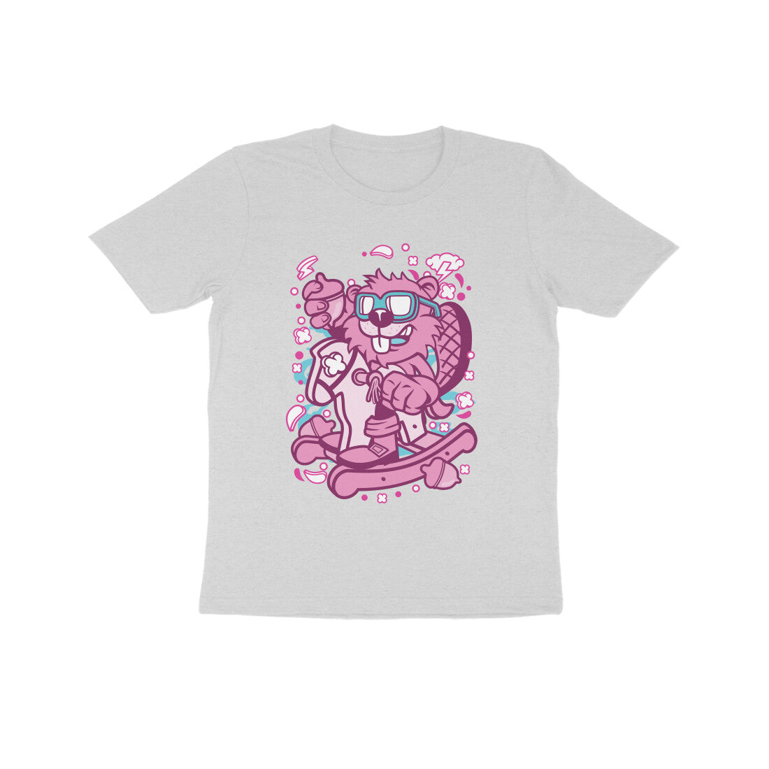 Kids' Half Sleeve Round Neck Tshirt – Pink Beaver Rocking Horse puraidoprints
