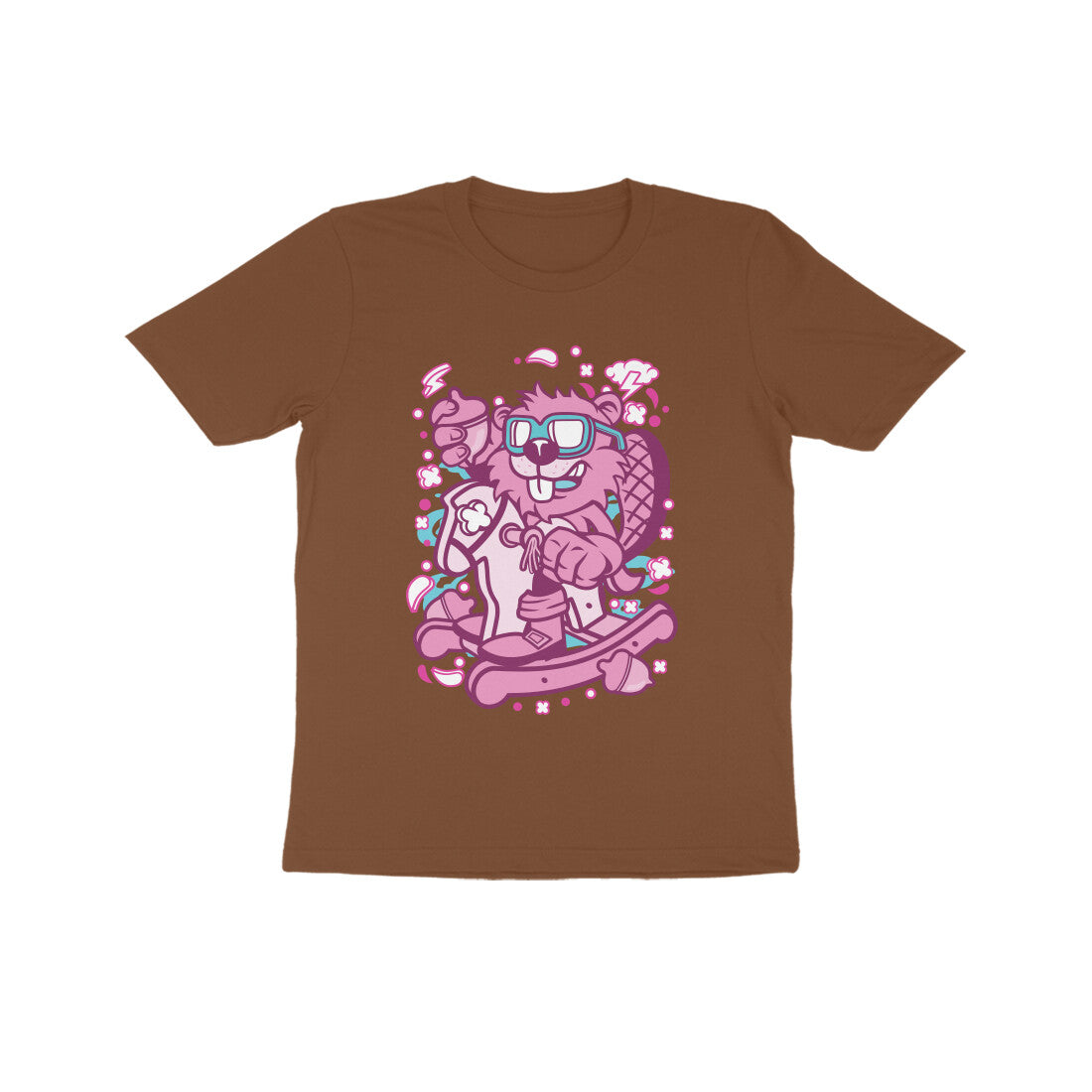 Kids' Half Sleeve Round Neck Tshirt – Pink Beaver Rocking Horse puraidoprints