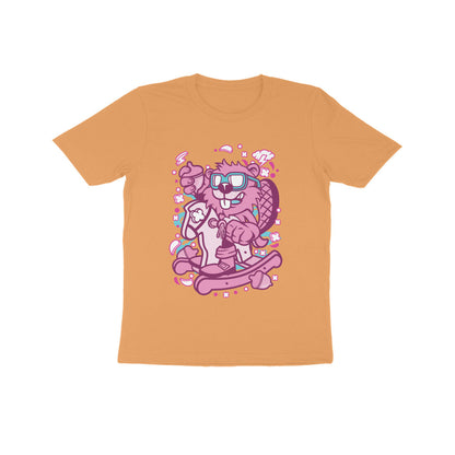 Kids' Half Sleeve Round Neck Tshirt – Pink Beaver Rocking Horse puraidoprints