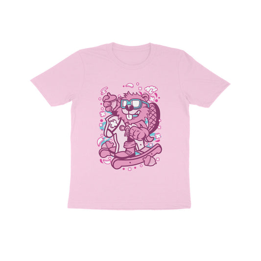 Kids' Half Sleeve Round Neck Tshirt – Pink Beaver Rocking Horse puraidoprints