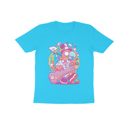Kids' Half Sleeve Round Neck Tshirt – Pink Bird Musician puraidoprints
