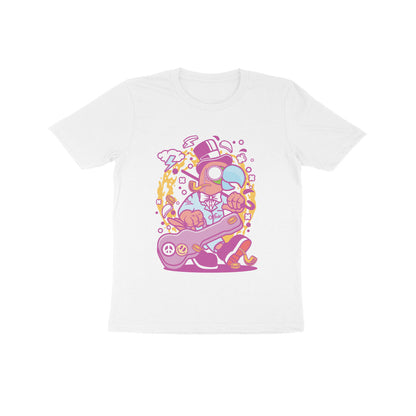 Kids' Half Sleeve Round Neck Tshirt – Pink Bird Musician puraidoprints