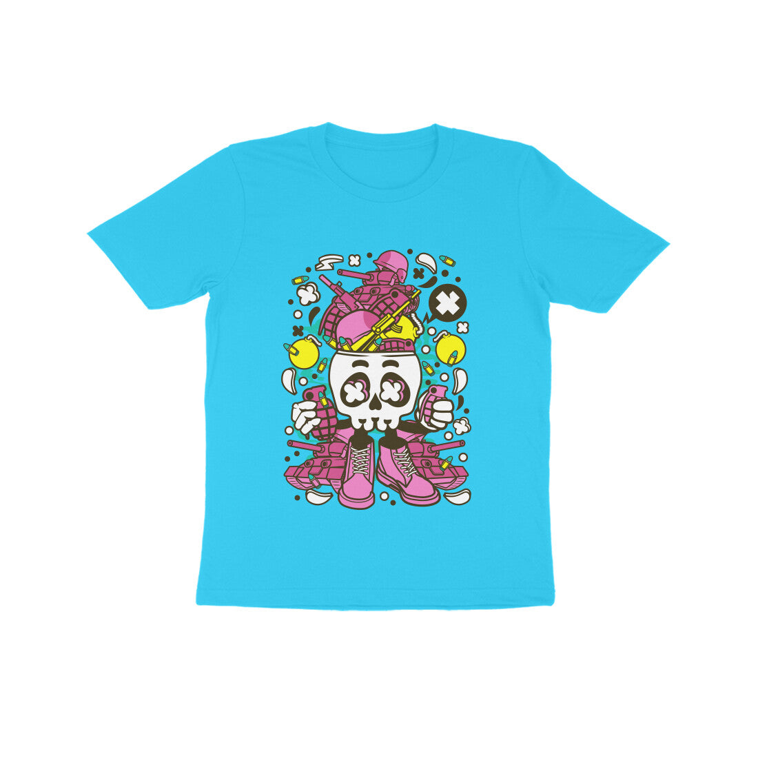 Kids' Half Sleeve Round Neck Tshirt – Pink Skull Army puraidoprints