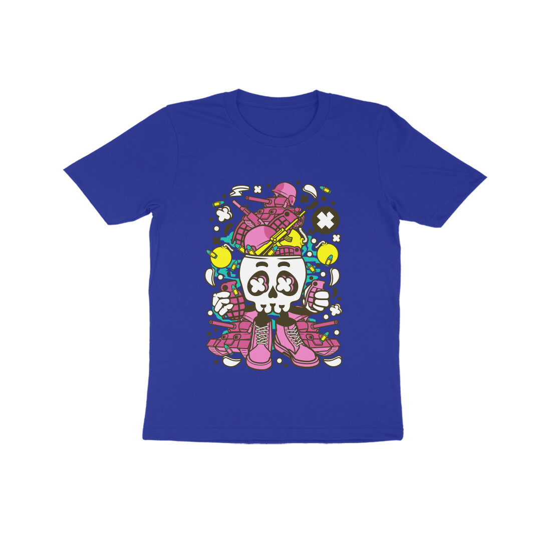 Kids' Half Sleeve Round Neck Tshirt – Pink Skull Army puraidoprints