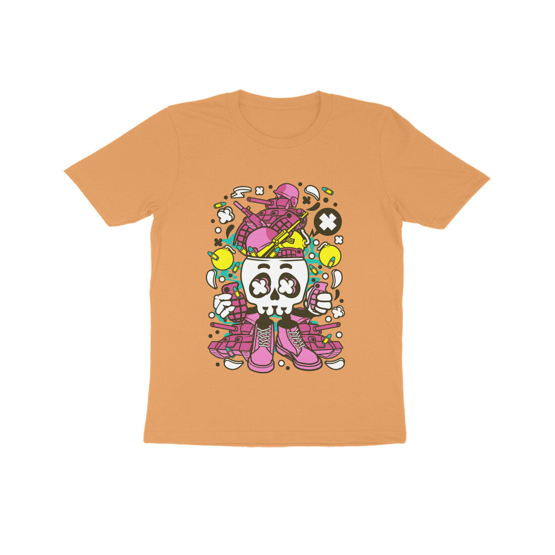 Kids' Half Sleeve Round Neck Tshirt – Pink Skull Army puraidoprints