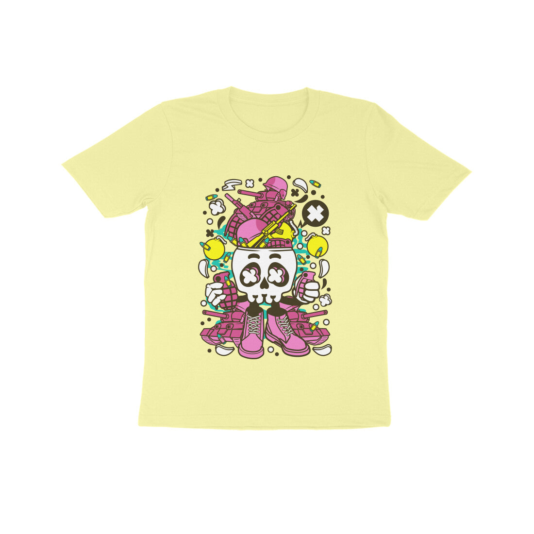 Kids' Half Sleeve Round Neck Tshirt – Pink Skull Army puraidoprints