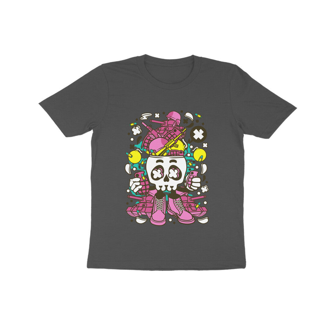 Kids' Half Sleeve Round Neck Tshirt – Pink Skull Army puraidoprints
