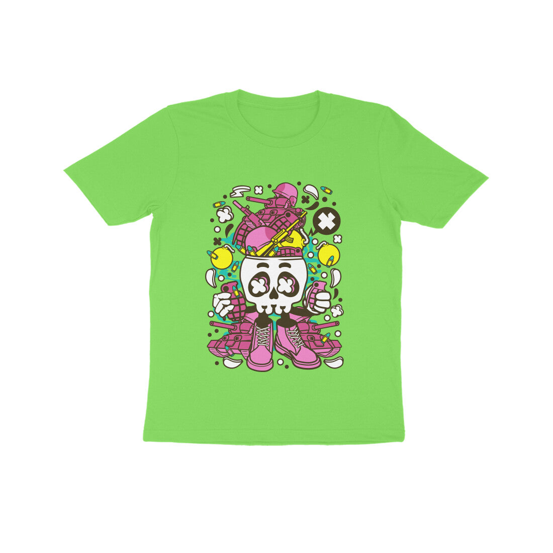 Kids' Half Sleeve Round Neck Tshirt – Pink Skull Army puraidoprints