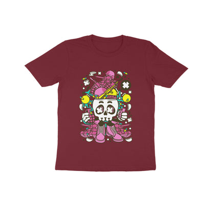 Kids' Half Sleeve Round Neck Tshirt – Pink Skull Army puraidoprints
