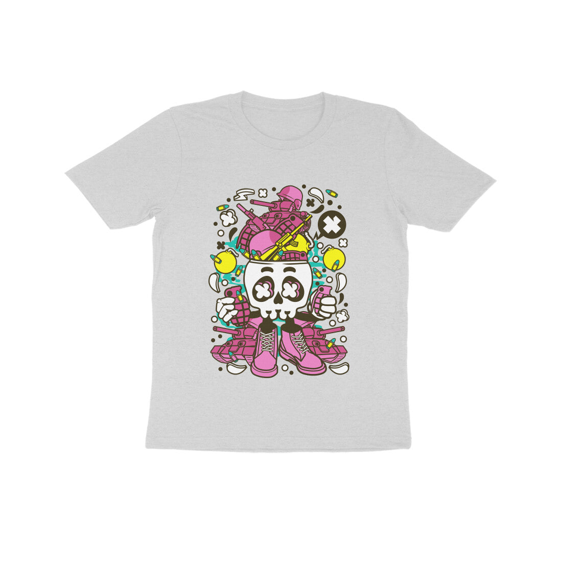 Kids' Half Sleeve Round Neck Tshirt – Pink Skull Army puraidoprints