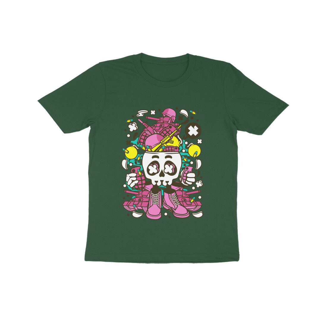 Kids' Half Sleeve Round Neck Tshirt – Pink Skull Army puraidoprints