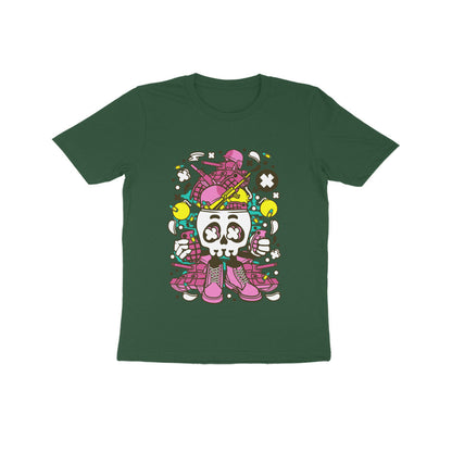 Kids' Half Sleeve Round Neck Tshirt – Pink Skull Army puraidoprints