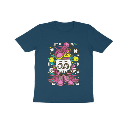 Kids' Half Sleeve Round Neck Tshirt – Pink Skull Army puraidoprints
