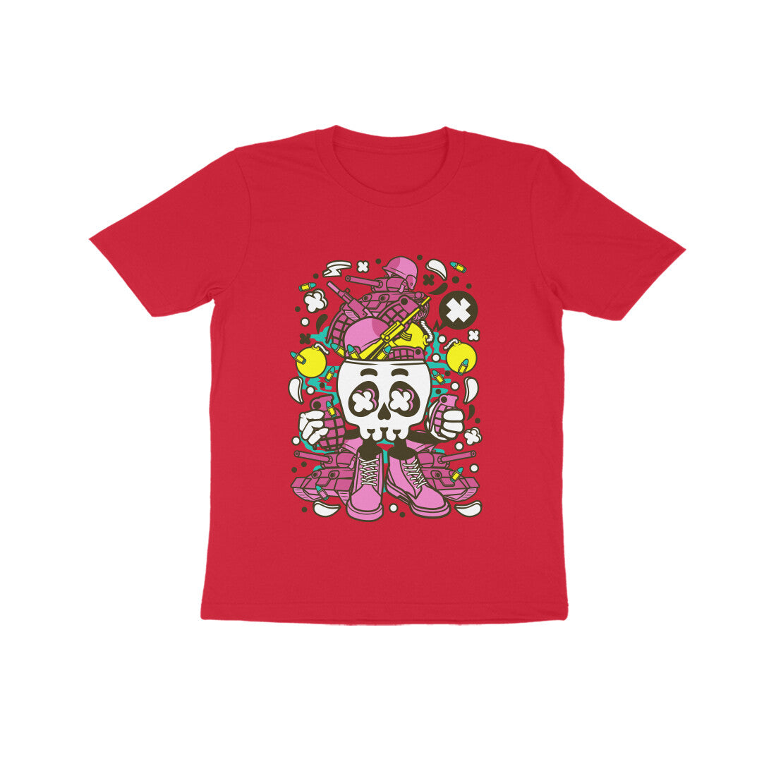 Kids' Half Sleeve Round Neck Tshirt – Pink Skull Army puraidoprints