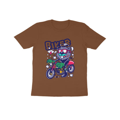 Kids' Half Sleeve Round Neck Tshirt – Red Biker Beaver puraidoprints