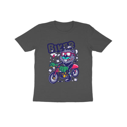 Kids' Half Sleeve Round Neck Tshirt – Red Biker Beaver puraidoprints