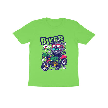Kids' Half Sleeve Round Neck Tshirt – Red Biker Beaver puraidoprints