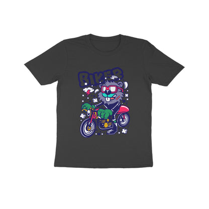 Kids' Half Sleeve Round Neck Tshirt – Red Biker Beaver puraidoprints