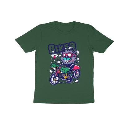 Kids' Half Sleeve Round Neck Tshirt – Red Biker Beaver puraidoprints