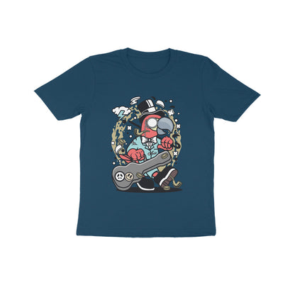 Kids' Half Sleeve Round Neck Tshirt – Red Bird Musician puraidoprints