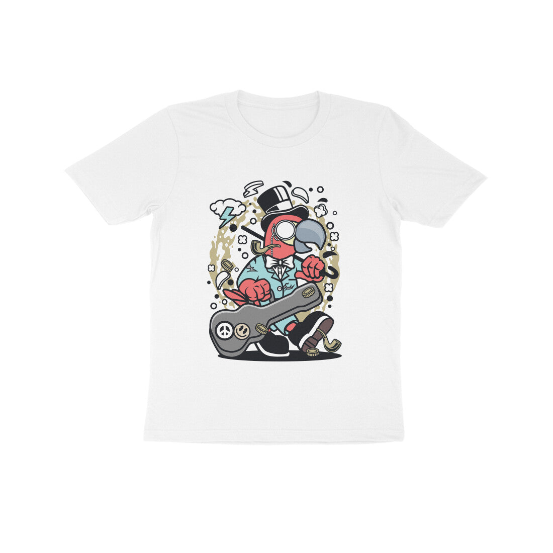 Kids' Half Sleeve Round Neck Tshirt – Red Bird Musician puraidoprints
