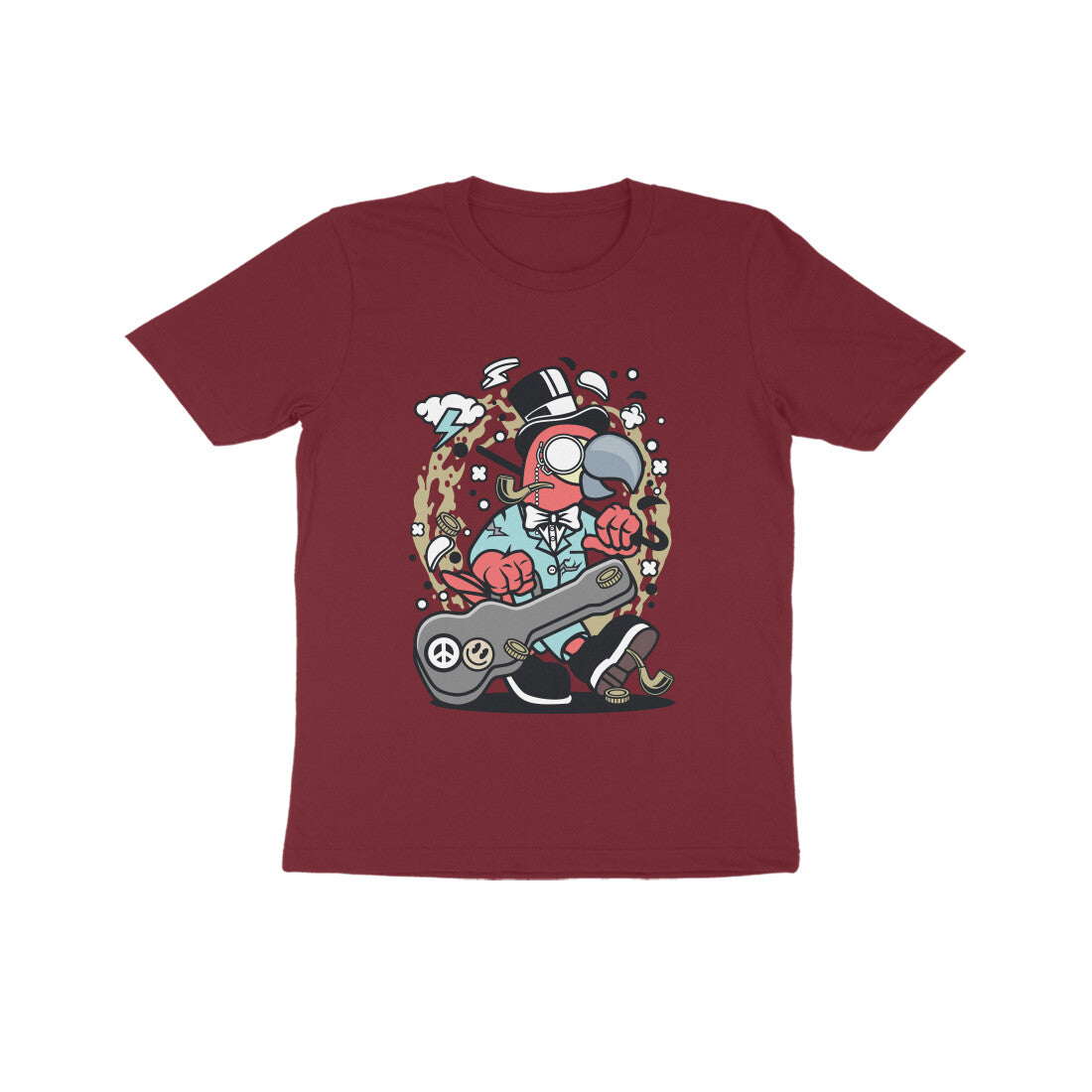 Kids' Half Sleeve Round Neck Tshirt – Red Bird Musician puraidoprints