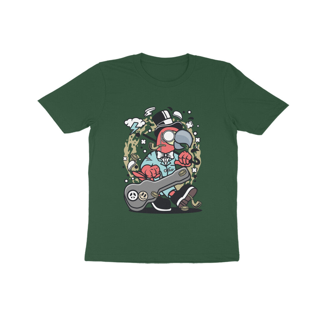 Kids' Half Sleeve Round Neck Tshirt – Red Bird Musician puraidoprints