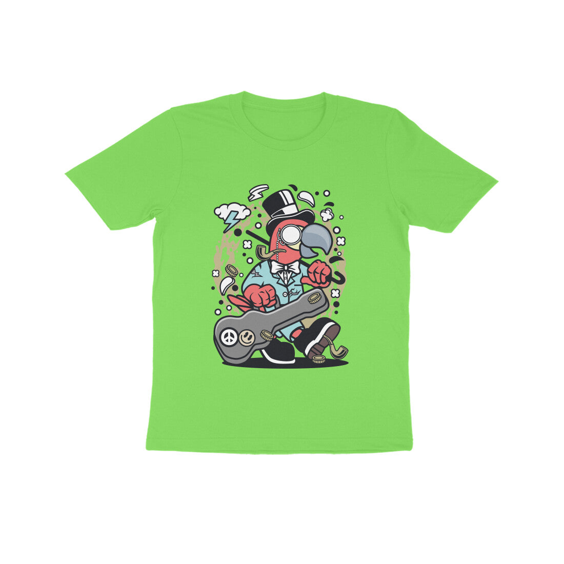 Kids' Half Sleeve Round Neck Tshirt – Red Bird Musician puraidoprints