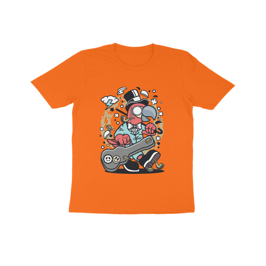 Kids' Half Sleeve Round Neck Tshirt – Red Bird Musician puraidoprints