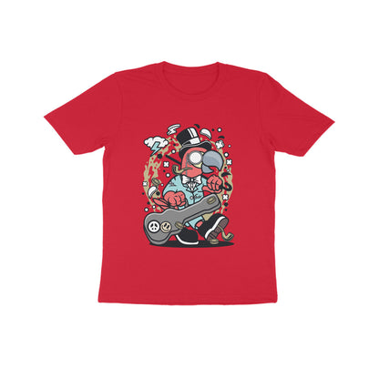 Kids' Half Sleeve Round Neck Tshirt – Red Bird Musician puraidoprints