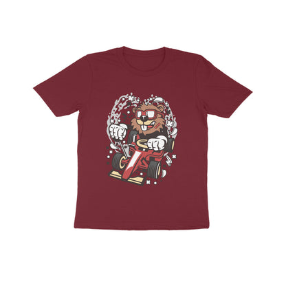 Kids' Half Sleeve Round Neck Tshirt – Red Racer Beaver puraidoprints