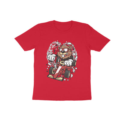Kids' Half Sleeve Round Neck Tshirt – Red Racer Beaver puraidoprints