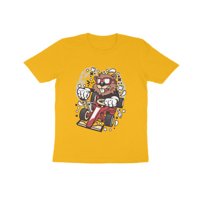 Kids' Half Sleeve Round Neck Tshirt – Red Racer Beaver puraidoprints