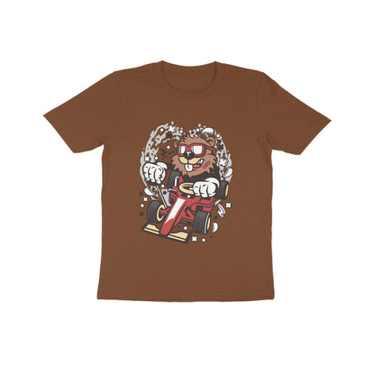 Kids' Half Sleeve Round Neck Tshirt – Red Racer Beaver puraidoprints