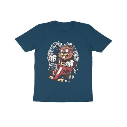 Kids' Half Sleeve Round Neck Tshirt – Red Racer Beaver puraidoprints