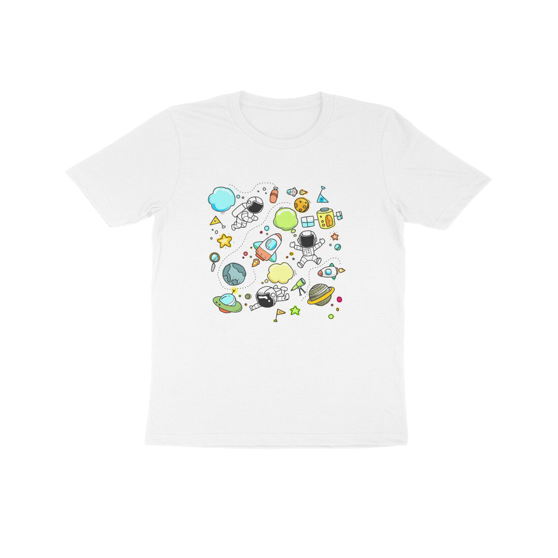 Kids' Half Sleeve Round Neck Tshirt – Space Travel puraidoprints