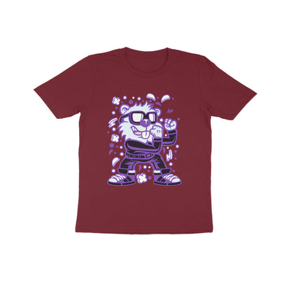 Kids' Half Sleeve Round Neck Tshirt – Violet Beaver Fighter puraidoprints