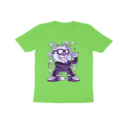 Kids' Half Sleeve Round Neck Tshirt – Violet Beaver Fighter puraidoprints