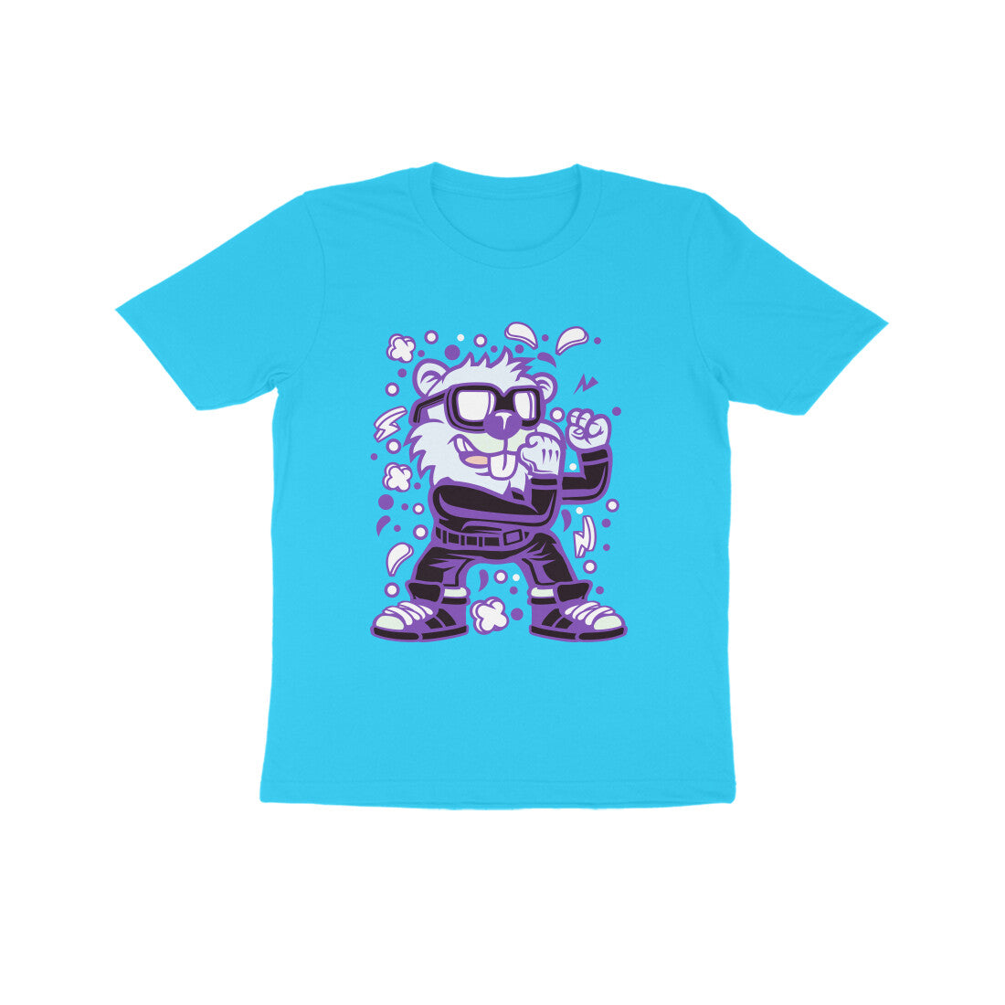 Kids' Half Sleeve Round Neck Tshirt – Violet Beaver Fighter puraidoprints