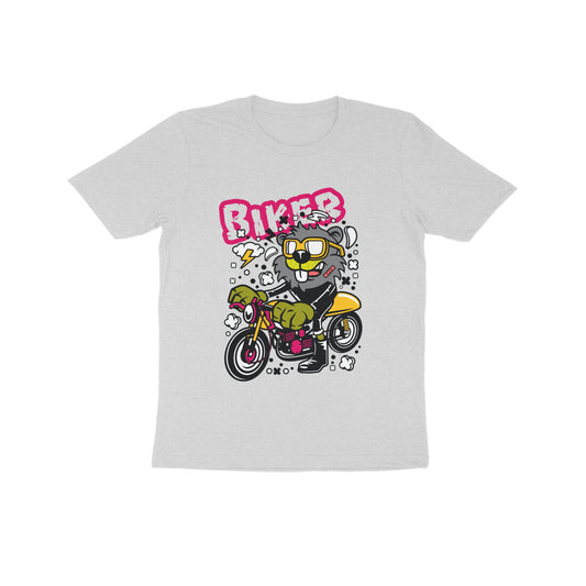 Kids' Half Sleeve Round Neck Tshirt – Yellow Biker Beaver puraidoprints