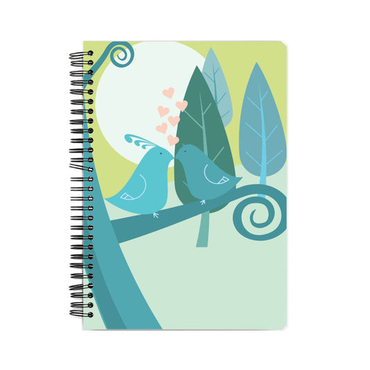 Spiral bound remembrance notebook - Love Birds puraidoprints