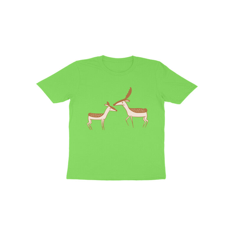 Toddler Half Sleeve Round Neck Tshirt – 2 Cute Deer puraidoprints