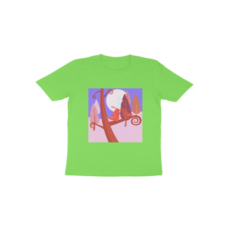 Toddler Half Sleeve Round Neck Tshirt –  2 Cute birds puraidoprints