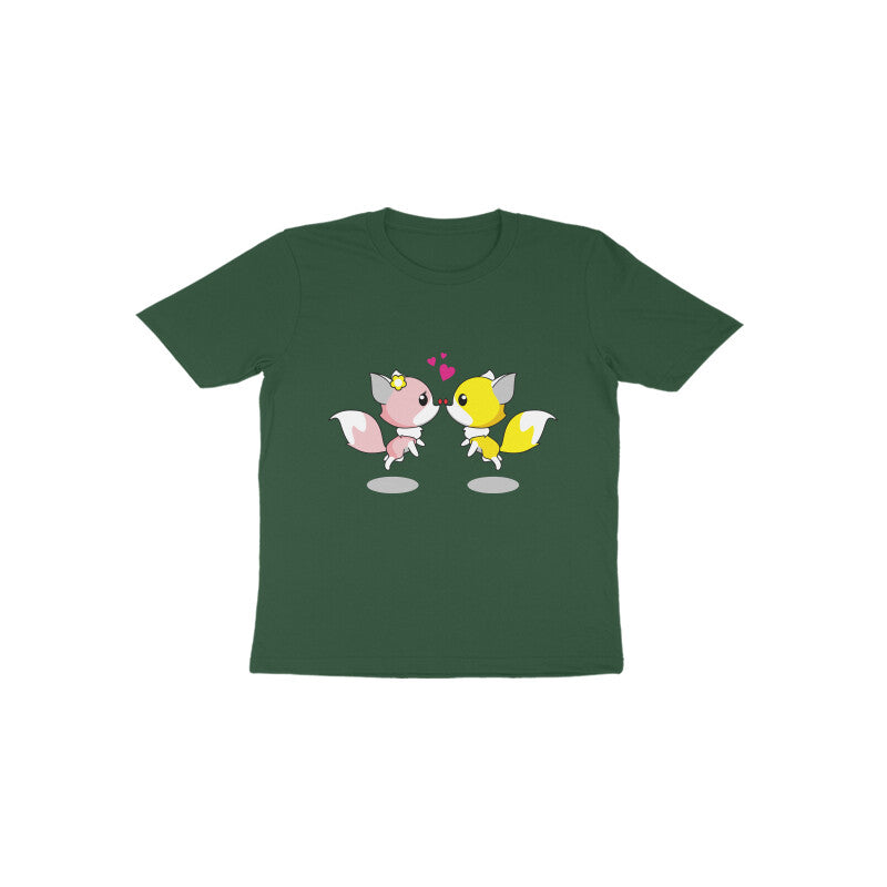 Toddler Half Sleeve Round Neck Tshirt – 2 Cute foxes puraidoprints